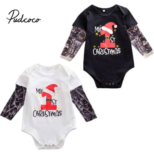 Infant Baby Girls Boys Clothes Autumn Long Sleeve Letter Print My 1st Christmas Jumpsuit Bodysuits Outfit body 1 2 Year Clothes