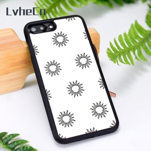 LvheCn Silicone Rubber Phone Case Cover for iPhone 6 6S 7 8 Plus X XS XR 11 12 Mini Pro Max White Sun Pattern