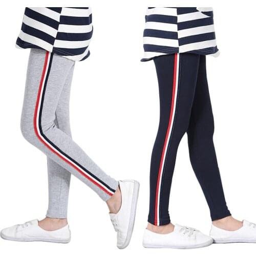 Fashion Spring Girls Leggings Autumn Sports Cotton Girls Leggins Vertical Stripe Toddler Kids Sport Pants 3-13 Years