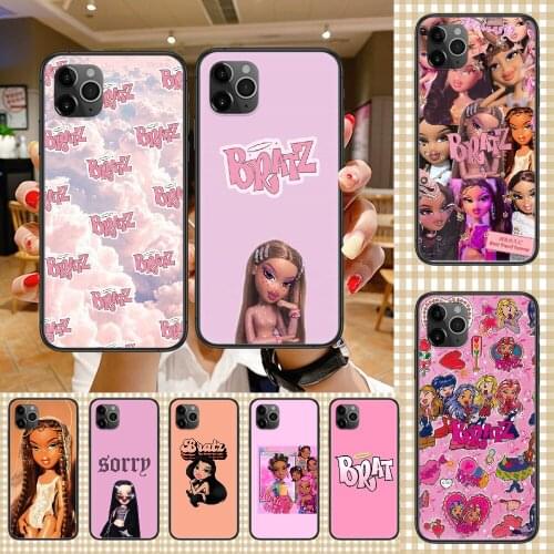 Fashion Lovely Doll Bratz Phone Case Cover Hull For iphone 5 5s se 2 6 6s 7 8 12 mini plus X XS XR 11 PRO MAX black tpu prime