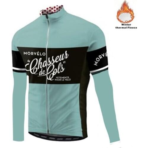 Morvelo Winter Thermal Fleece Mens Cycling Jersey long sleeve Ropa ciclismo Bicycle Wear Bike Clothing maillot Ciclismo 2021