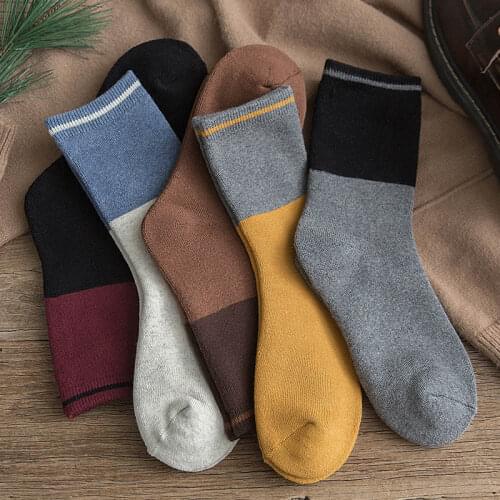 Fashion Casual Color Matching Mens Middle Tube Socks For Autumn Winter Breathable Cotton Man Funny Gifts Compression Crew Sox