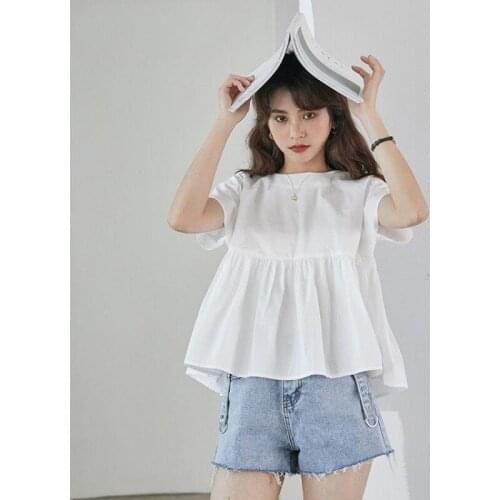 M-7XL New 2020 Lace Up Bow Tie Shirt Summer Short Sleeve Solid cotton Casual Blouse Plus Size 5xl Office Lady Blusas Woman Tops