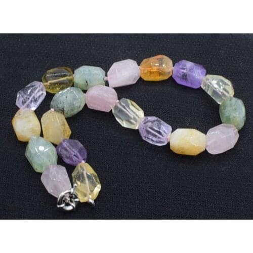 Citrine/amethyts/prehnite/pink quartz baroque faceted 15*20mm necklace 17inch wholesale beads nature FPPJ woman
