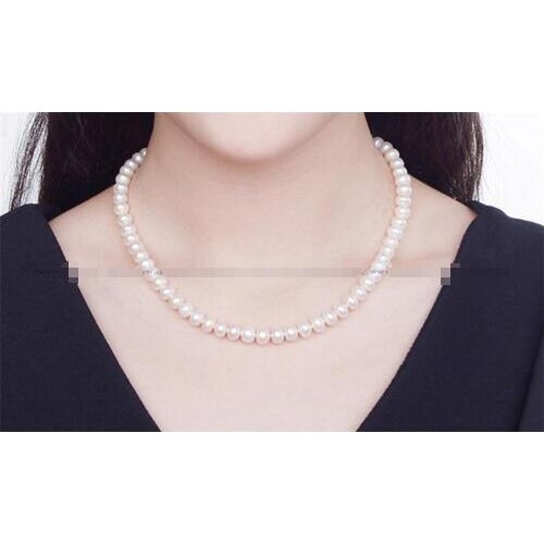 Wholesale free shipping Natural White Freshwater Pearl Necklace For Women 8-9mm Necklace Beads Jewelry 40cm Length Necklace Fash