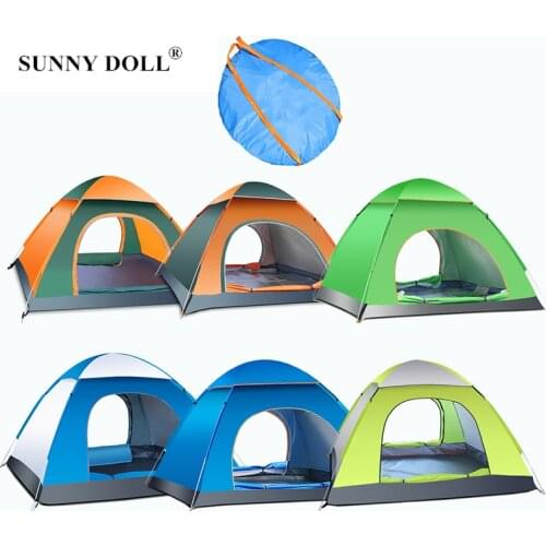 Camping Tent for 3-4 Persons Beach Tent Outdoor Automatic Speed Open Awning Large Family Tent Waterproof Hiking Tent Double Door