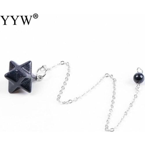 YYW 2019 Merkabah Pendulums for Dowsing Divination Wicca Natural Gem Stones Reiki Pink Crystal Lapis Lazuli Onyx Pendant
