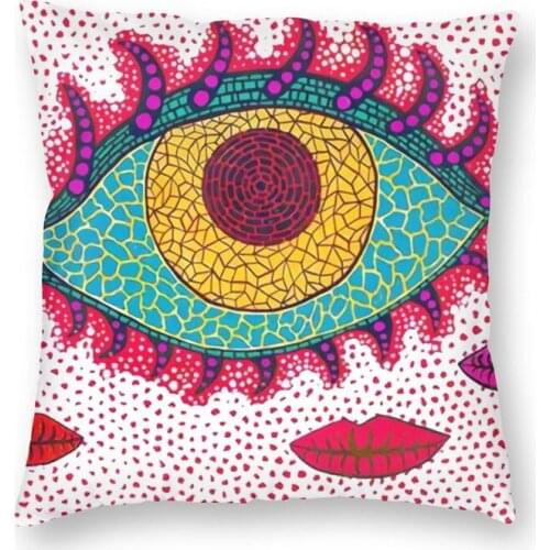 Custom Eyes Hitomi Yayoi Kusama Square Throw Pillow Cover Decoration 3D Printing Modern Abstract Painting Cushion Cover for Sofa