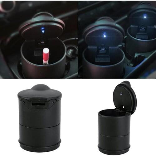 Portable Cylinder Car Ashtray Cigarettes Holder Cup Stand with LED Lights Battery