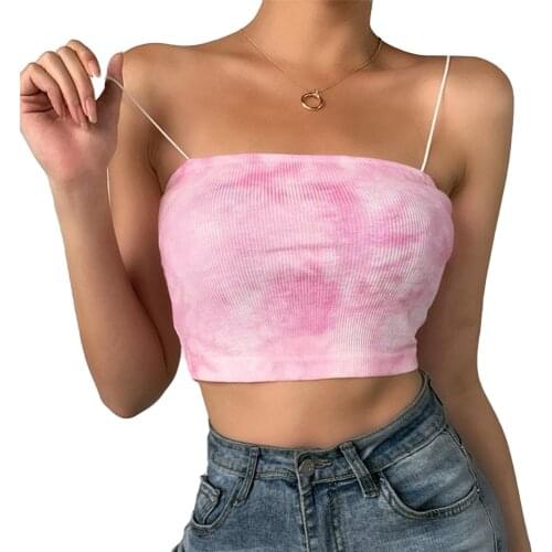 Trendy Women clothes Summer Sexy Strappy tie-dye pullover Crop Tanks Tops sleeveless Ladies Backless Vest
