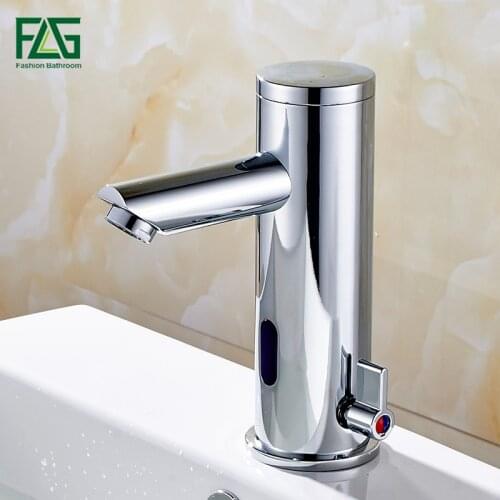 FLG Sensor Faucet Automatic Inflrared Sensor Hand Touch Tap Hot Cold Mixer Chrome Sink Mixer,Bathroom Tap Sink Faucet