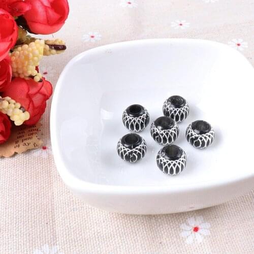 2018 New Black Silver Stripe Cross Circle Spiral Spacer Beads For Bracelet Necklace Jewelry Making DIY 10x9mm 100pcs/lot AL1X