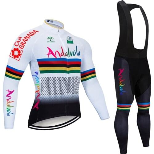 자전거 옷 2021 Team Andalucia Ciclismo Roupa Sping Autumn Cycling Jersey 20D Gel Rainbow Long Sleeve Pants Men Cycling Set