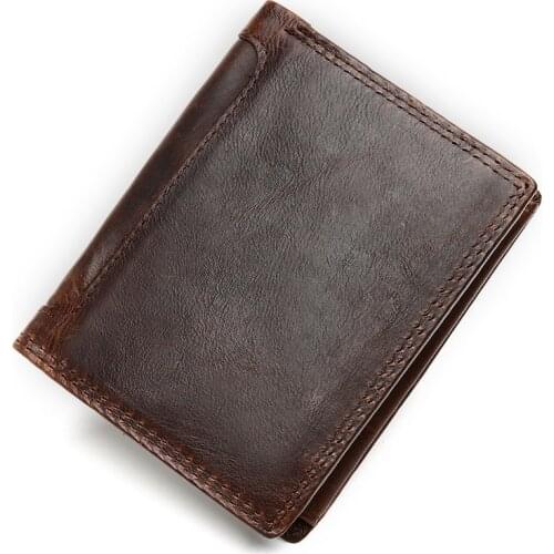 Vintage Wallet male Genuine Leather Short Wallet mens Vintage Cow Leather Casual Man Wallets Purse Standard Card Holders