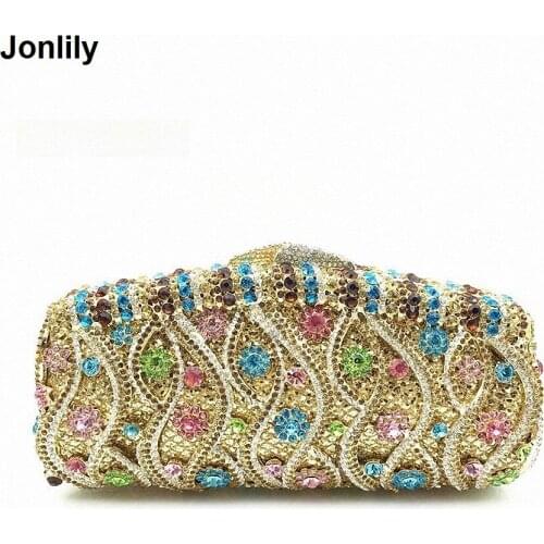 Created Diamond Clutch Handbag Fashion Brand Lady Evening Bag Dinner Party Clutches Colourful Crystal Purse LI-1571