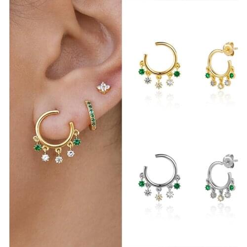 925 Sterling Silver Ear Needle Ladies Crystal Zircon Earrings Fashion Pierced Earrings High Jewelry Ladies Gifts Birthday Gifts