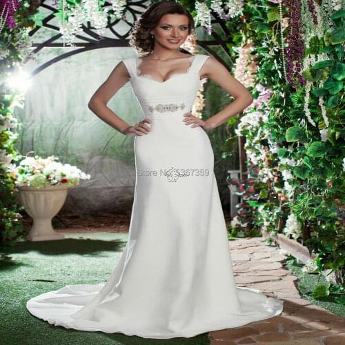Sexy Mermaid Lace Mermaid Wedding-Dresses White Ivory Beautiful Chiffon Fishtail Bridal Gown Vestido De Noiva