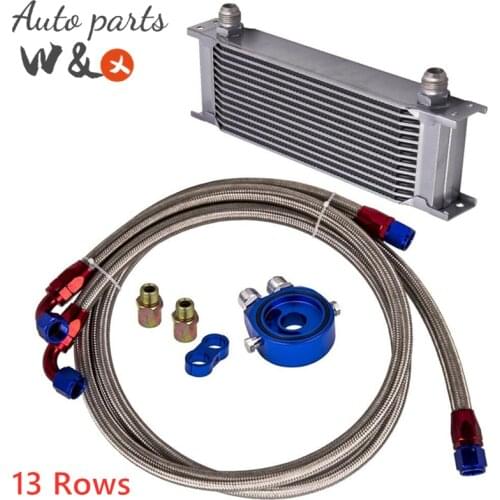 13 Rows Oil Cooler Sandwich Oil Adapter kit Aluminum Engine Oil Radiator AN10 10-AN OC-UOL13-1SL