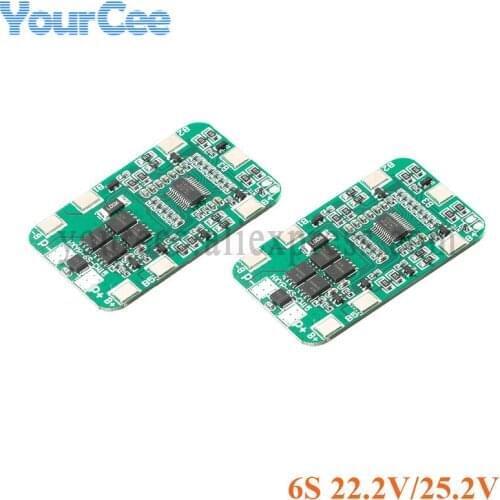 2pcs 6S 22.2V 25.2V 14A 20A 18650 Li-ion Lithium Battery Charger Protection Board Module with Calanced Chargering PCB 6S-CW15