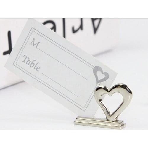 20pc Silver Plated Hollow Heart Name Number Table Place Card Holder For Wedding Party Baby Shower Favor