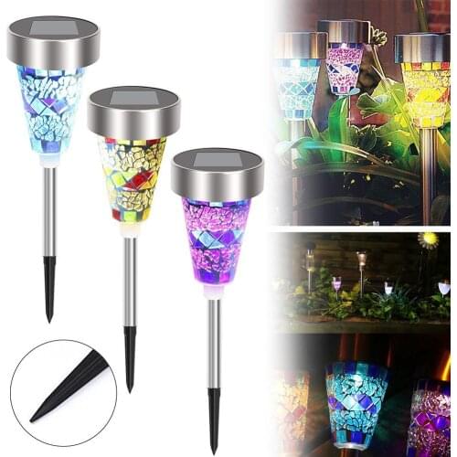 3Pcs/Set Rainproof Mosaic Pattern Outdoor Solar LED Light Garden Light Lawn Patio Yard Park Landscape Lamp Festival Decoration