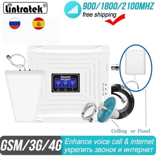 4G Signal Booster GSM 2G 3G 900 1800 2100 Repeater WCDMA Tri Band Lintratek kw20c gdw Cellular data LTE Cell phone Amplifier#50