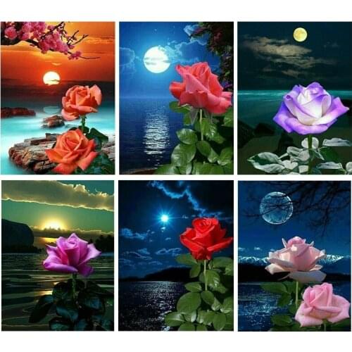 Diamond Painting 5D DIY Flower Cross Stitch Full Square Round Drill Embroidery Colorful Handmade Home Room Wall Decor Craft