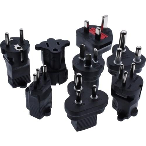 America Nema 5-15R Sockets to EU/UK/AU/Italy/Brazil/ india 3 Pin Plug Adapter Travel Mains Adapter Connector