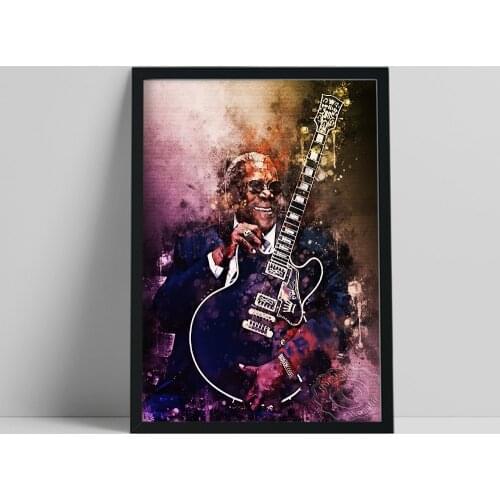 American Singer B.B. King Poster, Blues Musician Guitarist Wall Picture, Rock Music Lover Collect Prints, B.B. King Fans Gift