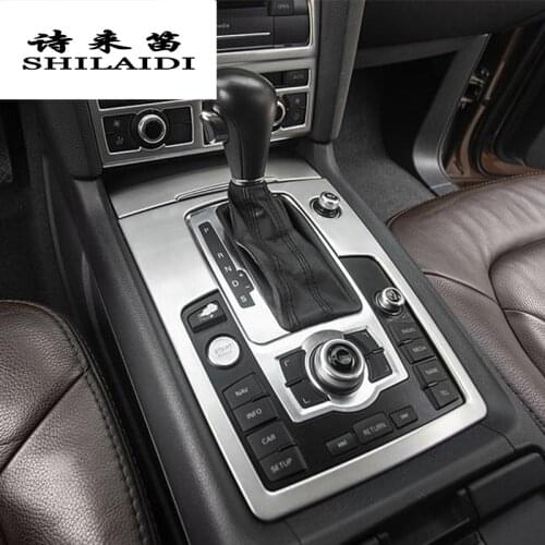 Car Styling Gears multimedia Water Cup Holder Gear Panel Decoration Covers Stickers Trim For Audi Q7 Interior Auto Accessories