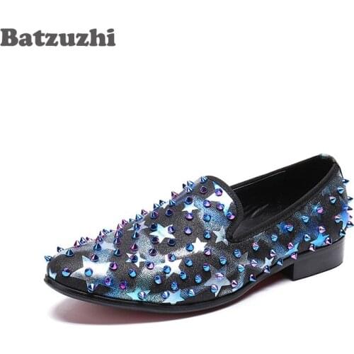 Batzuzhi New Men Shoes Casual Leather Shoes Men Luxury Designers Men Loafers Rivets Spikes Shoes Men Moccasins, Big Sizes