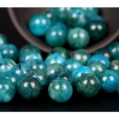 Natural Blue Apatite Chalcedony Jades Stone Round Loose Spacer Beads For Jewelry Making 6/8/10mm DIY Bracelet Necklace