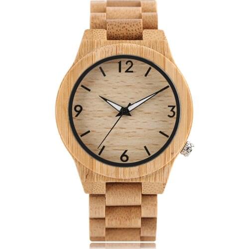 Hot Men Bamboo Watches Nature Full Wood Sport Wrist Watch Handmade Modern 2018 New Arrival Fashion Fold Clasp Creative Best Gift
