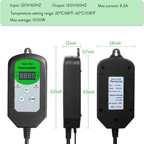 Digital Heat Mat Thermostat Controller for Pets, Small Animals Reptiles