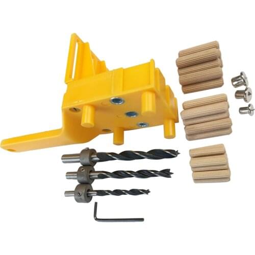 Woodworking Jig and Dowel Tool Kit, Including 30pcs Wood Dowel, 3pcs Drill Bits and Wrench