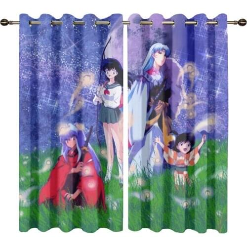 Inuyasha Printed Window Curtains for Living Room Bedroom Custom Window Treatment Room Darkening Drapes kitchen Curtain