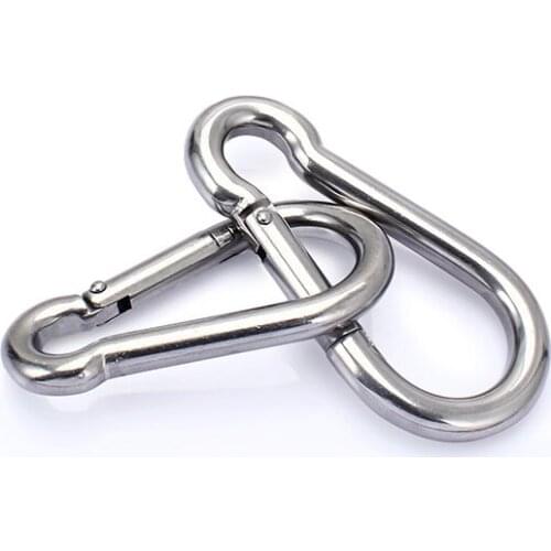 2PCS/LOT AISI 304 Stainless Steel M4/5/6/7/8/9/10/12 304 Carabiner Snap Hook Key Hook Hiking Camping Hook