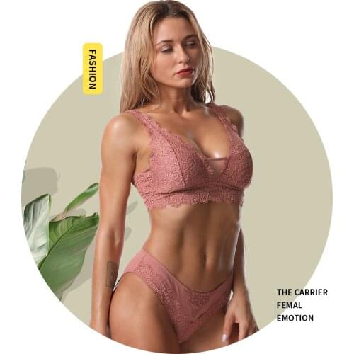 Lingerie set sexy push up bra women underwear set lace bras Thin breathable bra panty sets Fashion Jacquard bralette set