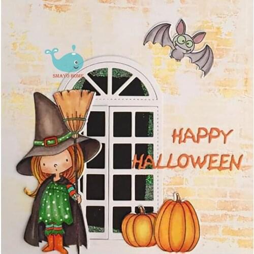 Halloween window Metal Cutting Dies Scrapbooking Stencil for Album Paper DIY Gift Cards Decoration Embossing Mold Dies New 2019