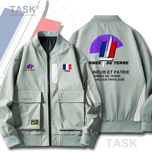 Bomber Military Biker Jacket Army France French Republic FRA country Land Force Military Motorcycle Jackets Men Streetwear Coat
