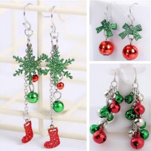 New Christmas earrings pendant Christmas tree snowflake antelope Santa Claus boots earrings jewelry accessories