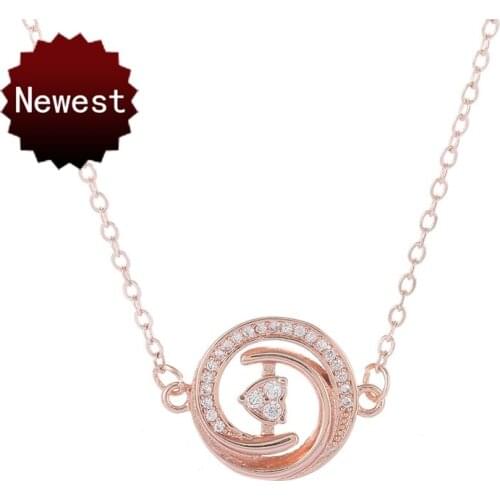Collares mujer LATEST design bijoux femme Rose Gold Ketting Round Hollow Circle Zirconia Rhinestone Pendant Necklace