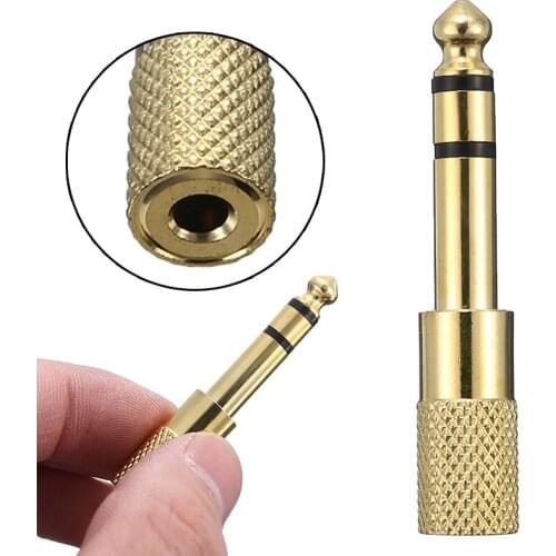New Gold 6.35mm Male To 3.5mm Female Jack Stereo Audio Converter Headphone Adapter Audio Stereo Connector Accessories