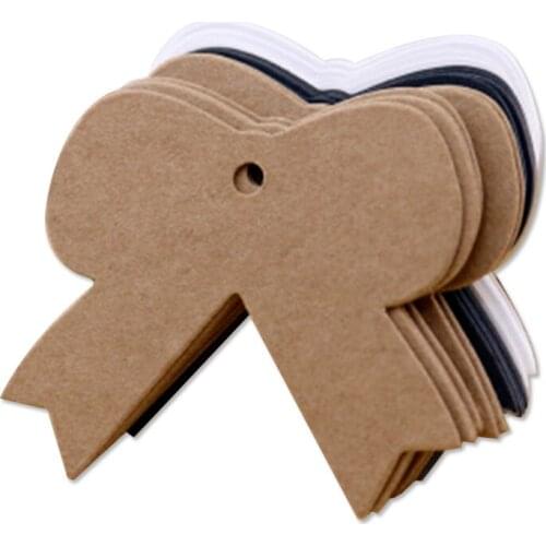 Blank Kraft Paper Hang Tags With Bow Tie Small Paper Blank Tag For Clothing Hand Made Paper Labels For Gift Card Paper Hang Tag