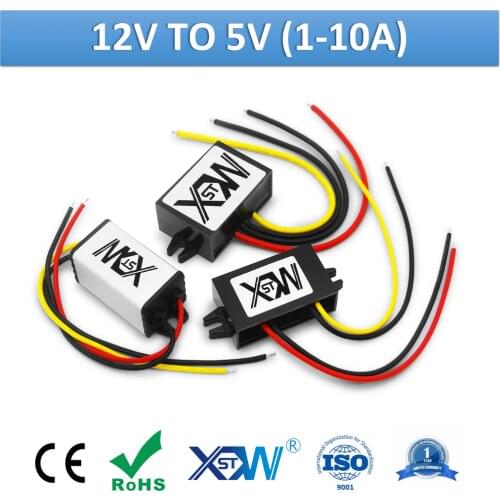 XWST DC to DC 12V to 5V Step-down Module Power Converter 1A 3A 5A 8A 10A Platic Shell Buck Converter 5 Volts Voltage Reducer