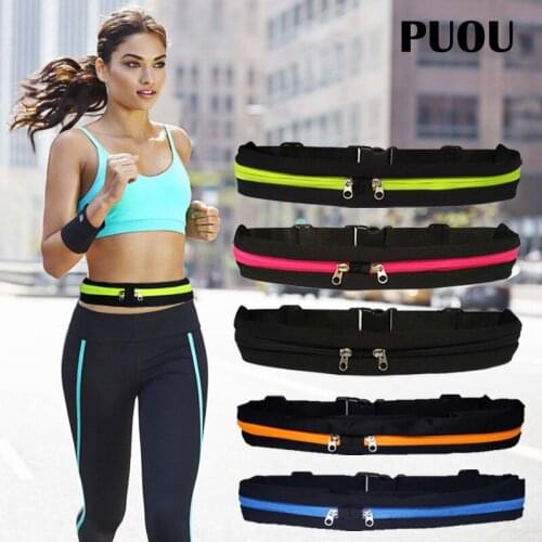 PUOU Running Waist Bag Outdoor Sports Travel Fanny Pack Unisex Waist bags Waterproof Cycling Bum Bag Anti-theft Pack Belt Bags