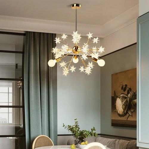 Nordic Modern Minimalist Star Gypsophila Chandelier Living Room Lighting Bedroom Hotel Lobby Decoration Childrens Room Lamps