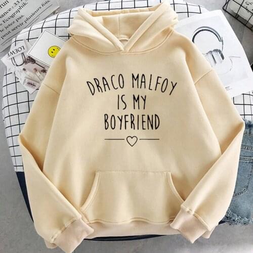 Draco Malfoy Is My Boyfriend Hoodies Women White Casual Letter Print Sudaderas Hoodie New Fashion Harajuku Sweatshirts Hooded