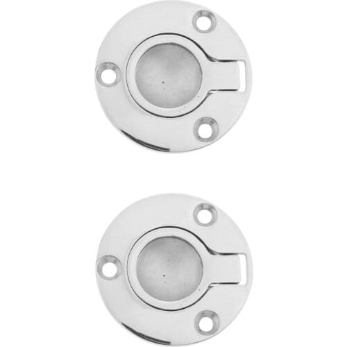 2pcs Marine Stainless Steel Round Flush Fitting Lifting Pull Handle 50mm