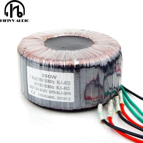 A core Dual 24V/17V 22V-0V-22V 30V-0V-30V Ring transformer 220V input copper toroidal transformer 250VA for power amplifier